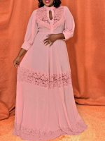 Solid Splicing Leisure Europe Vakantie Casual maxi jurk voor dames