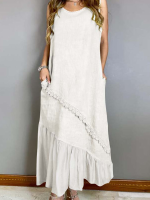 Solide splitsbare mouwloze vrijetijds zomer casual maxi jurk voor dames