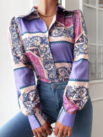 Tribal patroon shirt met lange mouwen, revers en knopen