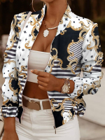 Tribal patroon tie dye jack met rits en lange mouwen