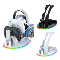 Voor PS5 Desktop Storage Stand met RGB Light Game Discs/Koptelefoon/Gamepad/Mediaplayer Organisatiehouder Steun JYS P512