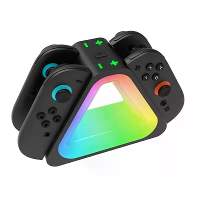 Voor Switch2 Links en Rechts Handgreep 4 in 1 Oplaadstand NS2 Driekhoek Handgreep Oplaadbasis met RGB Licht IPLAY HBS 28