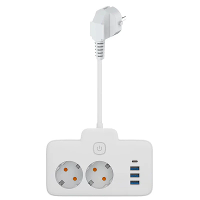 W602U EU Plug Verlengsnoer met 2 Power Sockets + 3 USB A + USB C Snelle USB Oploadding Interface Multi Stopcontact Wandc