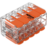 WAGO 221 420 15 221 Verbindingsklem Flexibel: 0.14 4 Mm² Massief: 0.2 4 Mm² Aantal polen: 10 15 stuk(s) Transparant, Oranje
