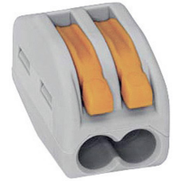 WAGO 222 Lasklem Flexibel: 0.08 4 Mm² Massief: 0.08 2.5 Mm² Aantal polen: 2 10 stuk(s) Grijs, Oranje