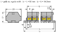 WAGO 260 205 Klemstrook 8 mm Spanveer Toewijzing: L Grijs 50 stuk(s)