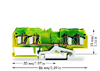 WAGO 281 657/999 950 Aardingsklem 6 mm Spanveer Toewijzing: Terre Groen, Geel 50 stuk(s)