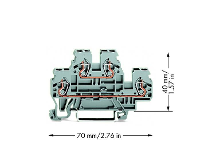 WAGO 870 501 Doorgangsklem 2 etages 5 mm Spanveer Toewijzing: L, L Grijs 50 stuk(s)