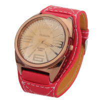 Wamage Fashion Big Dial Analog Quartz Leather Women Wrist Watch
