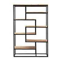 Wandmeubel Kyan   zwart/naturel   180x120x40 cm   Leen Bakker