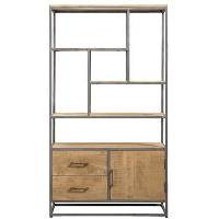 Wandmeubel Logan   naturel/grijs   180x100x40 cm   Leen Bakker