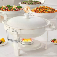WARMOUNTS 2 Pack/4 Pack 5L Witte Chafing Dishes Buffet 5QT Maifanite  Gecoate Ronde Buffet Warmer Set Spiegelgeslepen Ro