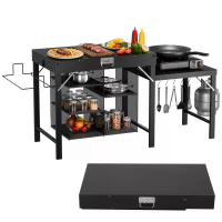 Warmounts GT2 Vouwbare Grilltafel 200KG Capaciteit Camping Kookstation met Zijkastine Griddle Standaard Voor Blackstone