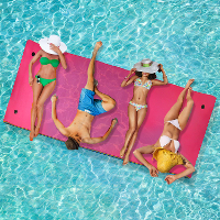 HALLOLURE 12,8 * 5 voeten drijvend waterkussen 3 laags drijvend schuim pleziermat voor waterrecreatie, ontspannend zwemb