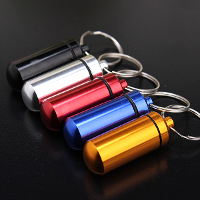 Waterproof Aluminum Pill Holder Keychain Bottle Container