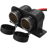 Waterproof Double Dual Female Socket Car Motorbike Cigarette Lighter