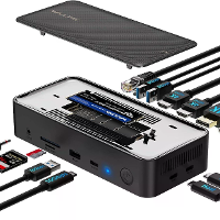 WAVLINK 13 in 1 USB C Dockingstation met M.2 PCIe en SATA SSD Behuizing 4K Drievoudige Weergave 100W PD Opladen 10Gbps 5