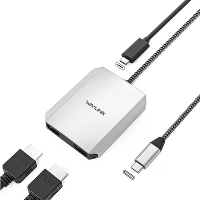 WAVLINK USB C naar HD Dual Display Adapter Enkele 8K@30Hz/4K@120Hz Dubbele 4K@60Hz 3 In 1 Splitter Hub met 95W Power Del