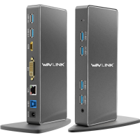 WAVLINK WL UG39DK7 12 in 1 USB Hub USB 3.0 Universele Docking Station Aluminium Adapter met Dual Video HDMI DVI/VGA/Giga