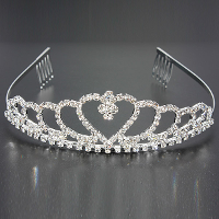 Wedding Bride Crystal Rhinestones Heart Shaped Crown Hair Tiara