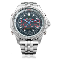Weide Wh904 Led Silver Stainless Steel Alarm Military Men Wrist Watch