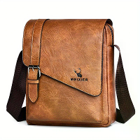 WEIXIER Heren Business Schoudertas Grote Capaciteit,Waterdichte Messenger Schoudertas,Casual Fashion PU Leren Rugzakken