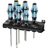 Wera 3334/6 Schroevendraaier set, RVS + houder, 6 delig