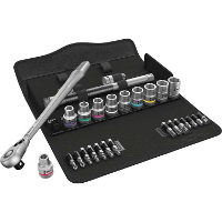 Wera 8100 SC 11 Zyklop Metalen ratelset gereedschapsset 28 delig, volledig metalen omschakelbare ratel