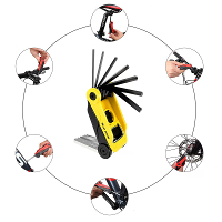 WEST BIKING 16 In 1 Fietsreparatietools Draagbare Vouwbare Hexagon Socket Tool Multifunctionele Sleutel Bandenlichter Fl