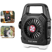 WEST BIKING Draagbaar Campinglicht met Ventilator 3 in 1 Multifunctionele Buiten Zaklamp USB Opladen Thuiskamp Hangend T