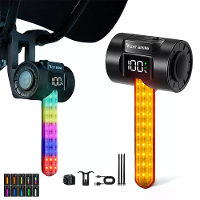 WEST BIKING RGB Kleurrijke Dynamische LED Fietstaillight Slimme Sensor Rem Digitale Vermogensdisplay Waterdicht USB Opla