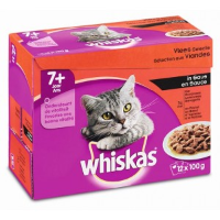 Whiaks Pouch Senior 7+ Vlees Selectie in Saus 8 doosjes