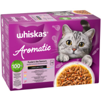 Whiskas 1+ Aromatic Heerlijke Combinaties in saus natvoer kat multipack (zakjes 85 g) 4 verpakkingen (48 x 85 g)