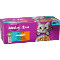 Whiskas 1+ Duo Surf & Turf in gelei natvoer kat multipack (zakjes 85 g) 4 verpakkingen (48 x 85 g)