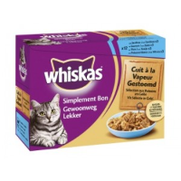 Whiskas Pouch Gestoomd met Stukjes Vis in Gelei 4 doosjes