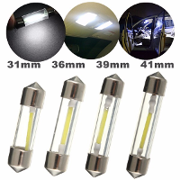 White 31mm/36mm/39mm/42mm Cob Filament Led Festoon Dome License Glass Lights Reading Light