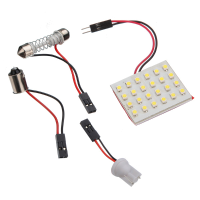 White Panel 24 Smd Led T10 Ba9s Dome Adapter Car Light Bulb