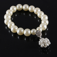 White Pearl Crystal Rhinestone Elastic Bracelet Women Jewelry