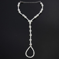 White Pearl Toe Ring Chain Bridal Anklet Foot Jewelry