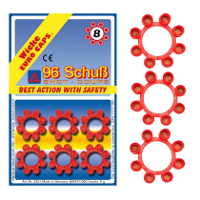 Speelgoed plaffertjes 8 schots   12x ringen   voor plaffer pistool/revolver