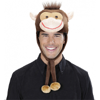 Aap verkleedmuts   polyester/fleece   bruin   volwassenen