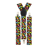 Carnaval verkleed bretels   Clown   met gekleurde stippen   Verkleedkleding