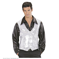 Carnaval verkleed gilet   zilver   pailletten   heren   vestje   glitters