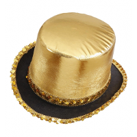 Carnaval verkleed Hoge hoed   goud met pailletten   volwassenen   Glitter and Glamour