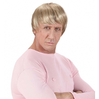 Carnaval verkleed pruik   blond   heren   kort haar   Foute boy met lok