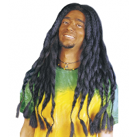 Carnaval verkleed pruik met zwarte rasta Bob dreadlocks   heren pruiken