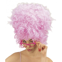 Carnaval verkleed pruik voor dames   Suikerspin model   roze   krullen
