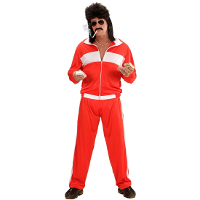 Widmann Carnaval verkleedkleding Trainingspak   Nineties   rood/wit   Gabbers   New kids   Heren