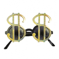 Dollar bril   goud   pimp/gangster dollarbrillen   dollars/geld   feestbril