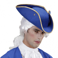 Driehoekige piratenhoed   blauw   vilt   volwassenen   steek   piratensteek   hoeden